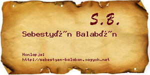 Sebestyén Balabán névjegykártya